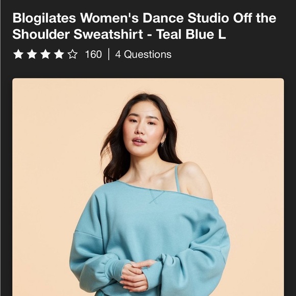 Blogilates Off the Shoulder Sweater In Cameo Blue 1X - Picture 9 of 9